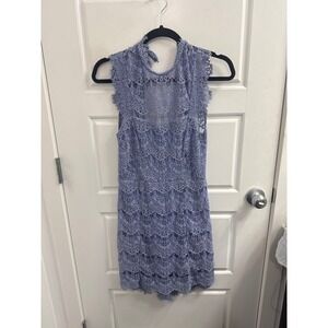 Intimately Free People Blue Floral Lace Sleeveless Open Back Romper XS